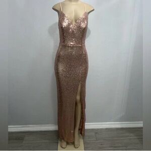 B. Smart Rose pink Gold Sequin Prom Dress size 3/4
